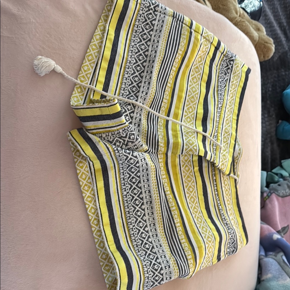 LOFT Yellow and Black Patterned Waistband